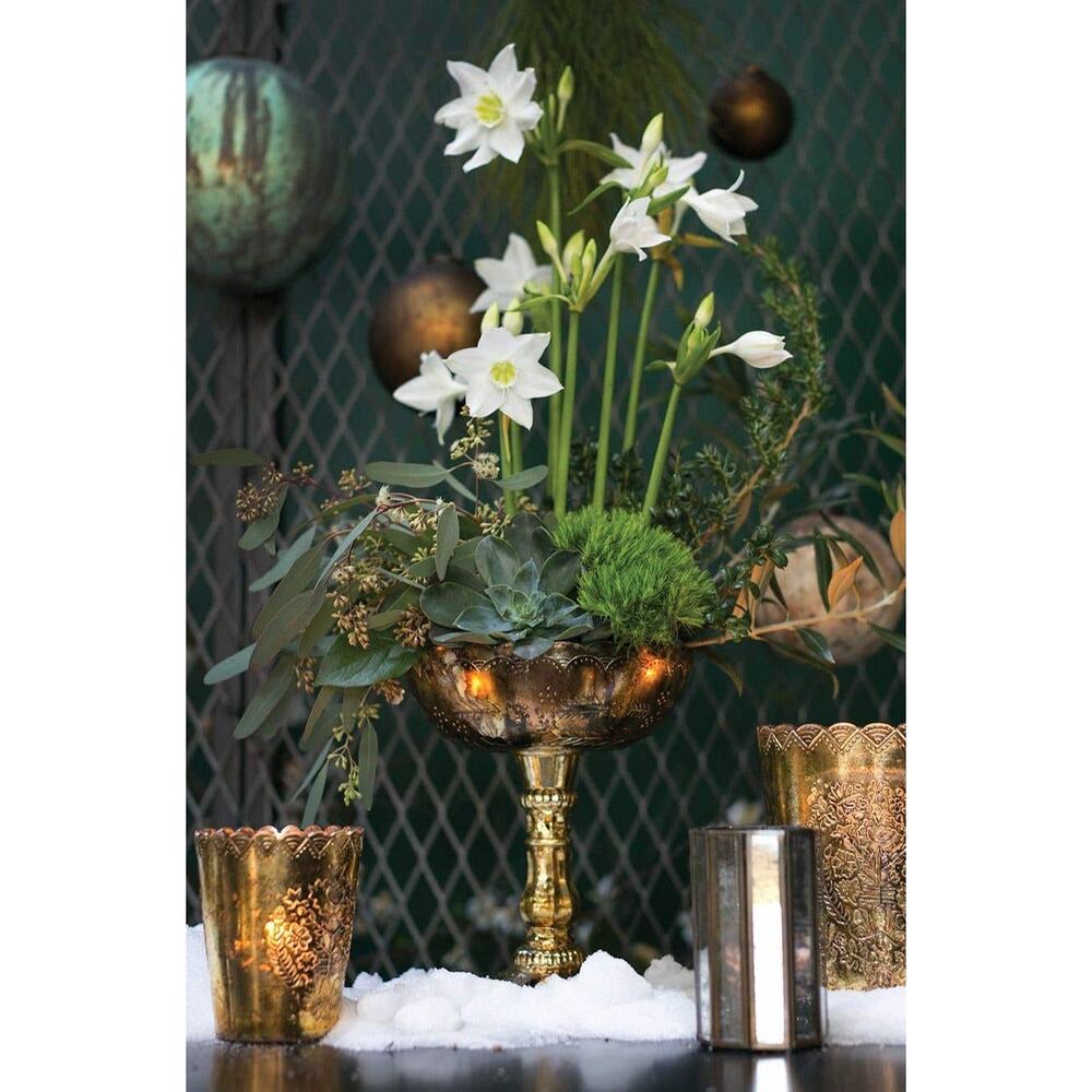 Accent Decor 'Desiray' Gold Mercury Glass Compote Bowl Centerpiece Vase 8”x9.5"